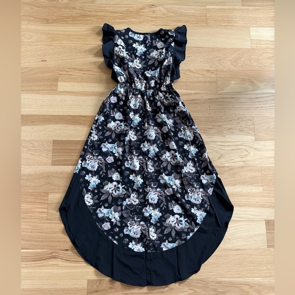 Betset Johnson Midi/Maxi Dress Floral Ruffle Sleeve Asymmetrical V-neck  Sz XS - Picture 6 of 11